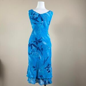 Donna Rico Blue Mermaid Fairy Whimsigoth Floral Midi Dress